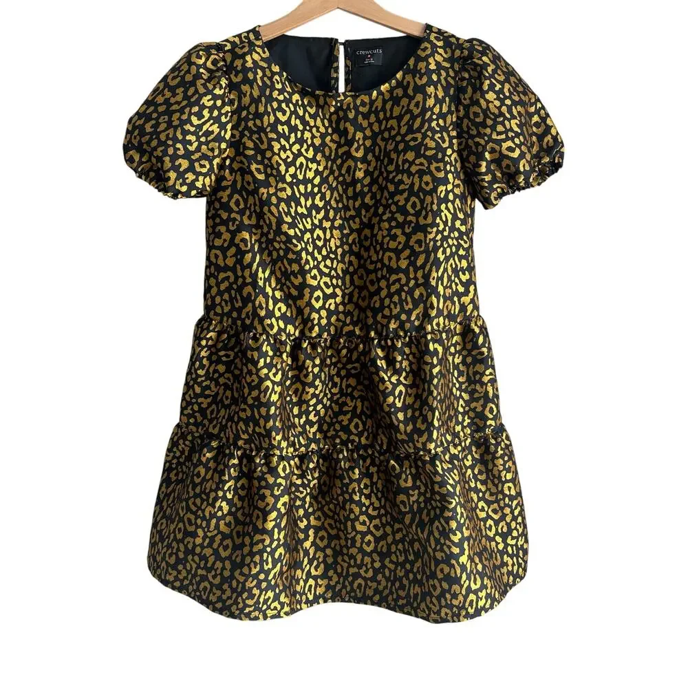 J. Crew Crewcuts Girls' Jacquard Dress Metallic Leopard 12 BM579